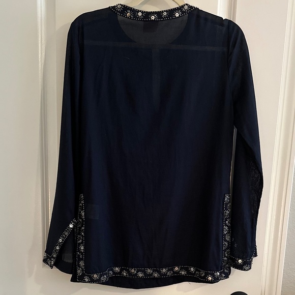 Tory Burch Long Sleeve Tunic Blouse Sequin Embellishments Size 6 - Picture 8 of 12